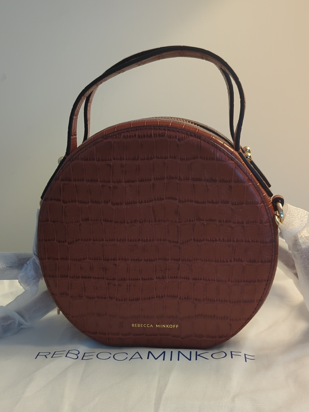 Rebecca Minkoff Jody Croc-Embossed Leather Circle Crossbody Bag